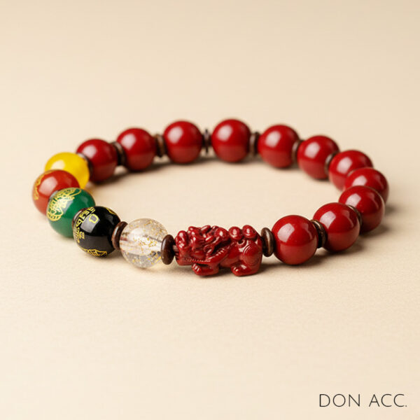 硃砂貔貅五色財神手鍊