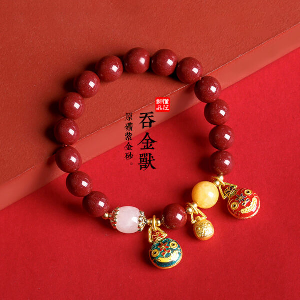 朱砂吞金瑞獸．貔貅全家福手鍊