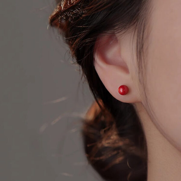 【紅塵】硃砂純銀耳針 × 歲歲平安