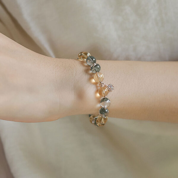 能量水晶手鍊 - 綠幽靈黃水晶｜招財．貴人．事業