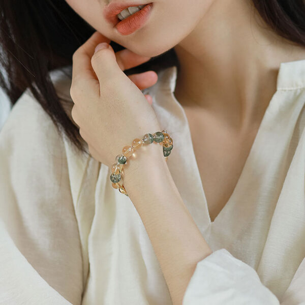 能量水晶手鍊 - 綠幽靈黃水晶｜招財．貴人．事業