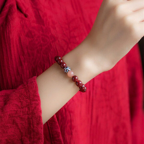 淨心蓮花太陽石硃砂手鍊｜心靈平衡・淨化活力