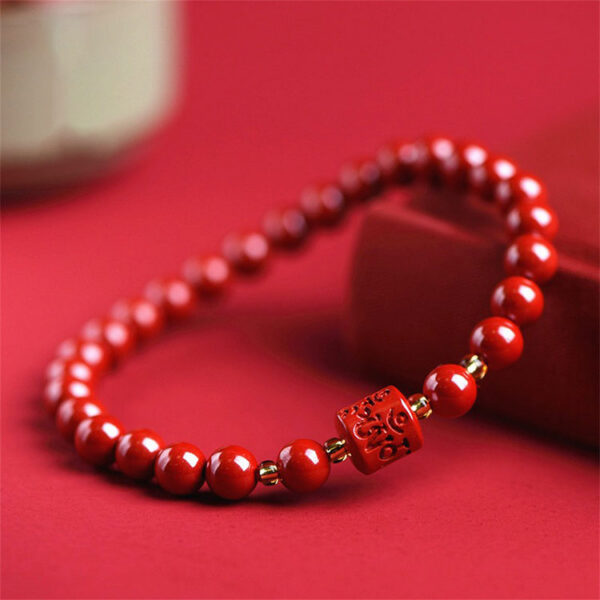 六字真言A01 六字真言硃砂手鍊|身心光明・消災除障