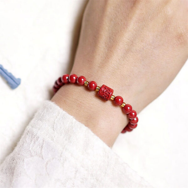 六字真言A04 六字真言硃砂手鍊|身心光明・消災除障