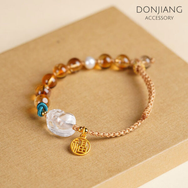 能量水晶手鍊 – 黃水晶金髮晶貔貅｜招財．納福．人緣