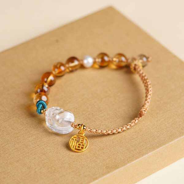 能量水晶手鍊 – 黃水晶金髮晶貔貅｜招財．納福．人緣