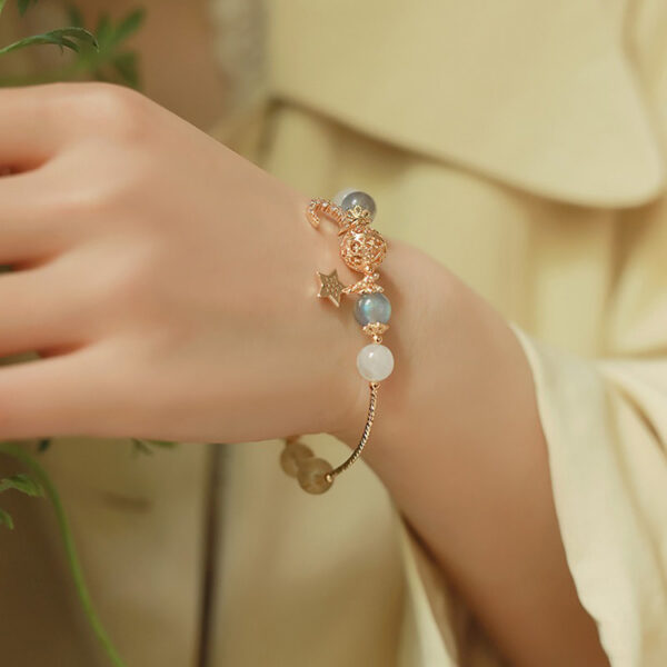 能量水晶手鍊 – 月光石金髮晶｜招財．愛情．人緣．柔性