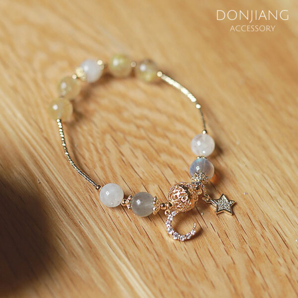 能量水晶手鍊 – 月光石金髮晶｜招財．愛情．人緣．柔性