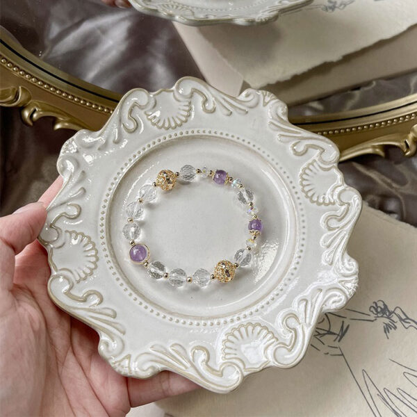 能量水晶手鍊 – 白水晶紫水晶｜淨化．智慧．平和．人緣