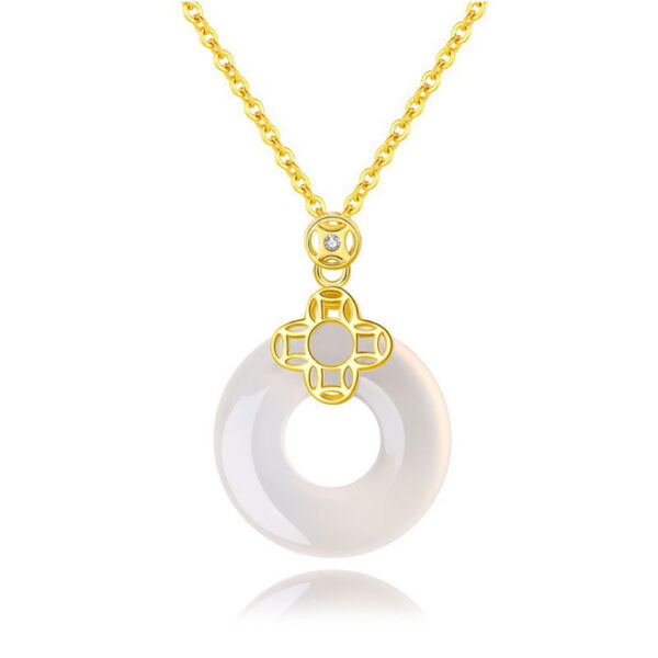 幸運平安扣玉髓懷古項鍊