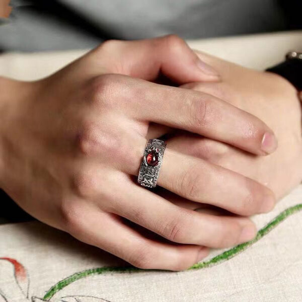 S925石榴石貔貅戒指