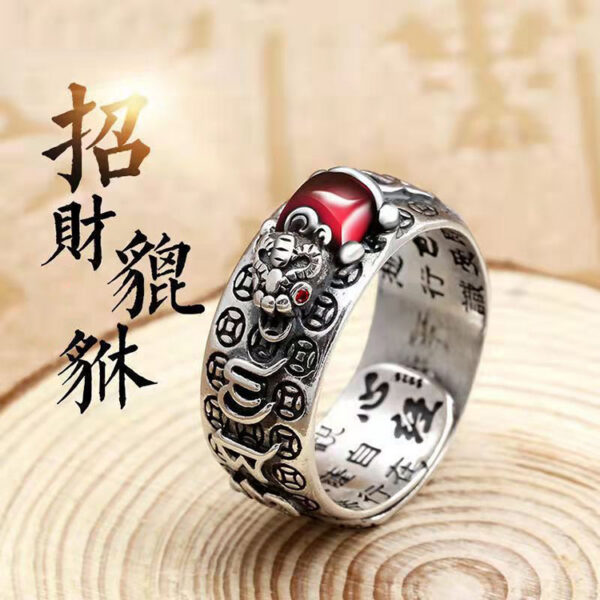 S925石榴石貔貅戒指