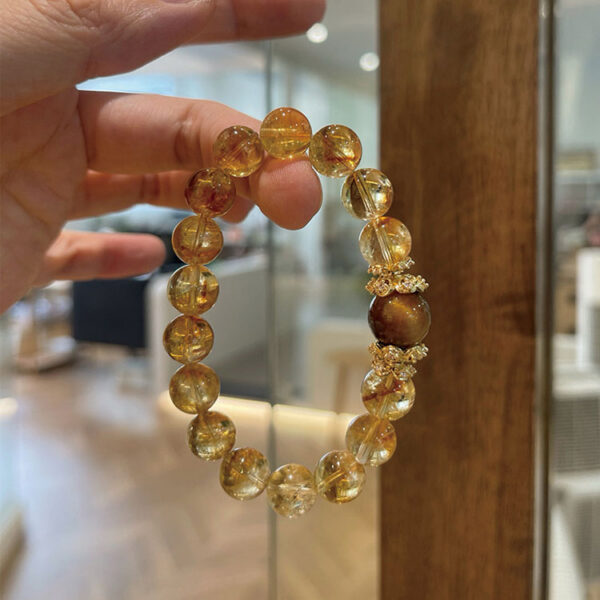 金字塔黃水晶虎眼石A01 能量水晶手鍊 – 金字塔黃水晶虎眼石手鍊|招財.避邪.防小人.去除負能量