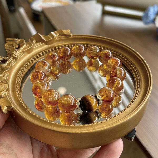 金字塔黃水晶虎眼石A03 能量水晶手鍊 – 金字塔黃水晶虎眼石手鍊|招財.避邪.防小人.去除負能量