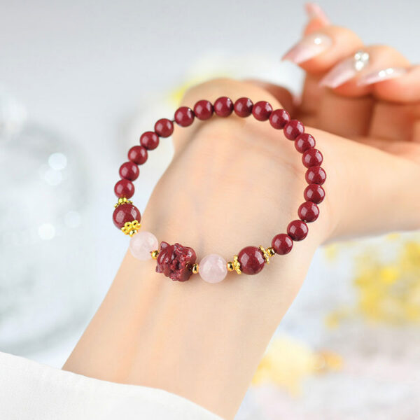 朱砂九尾狐粉晶手鍊