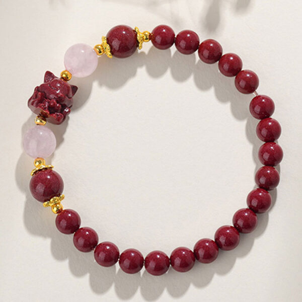 朱砂九尾狐粉晶手鍊