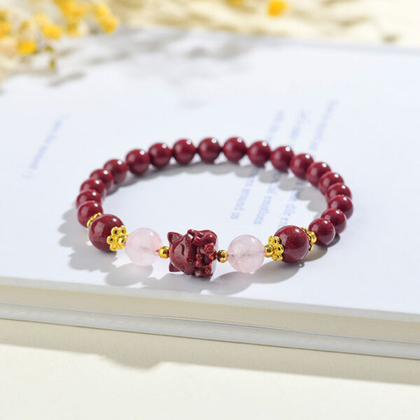 朱砂九尾狐粉晶手鍊