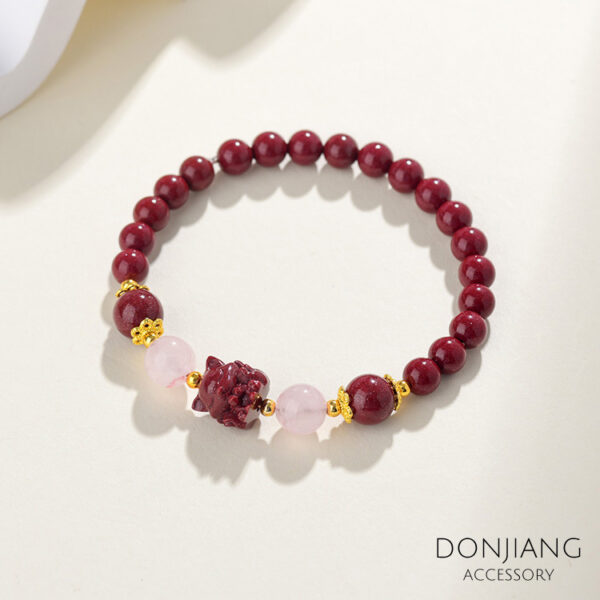 朱砂九尾狐粉晶手鍊