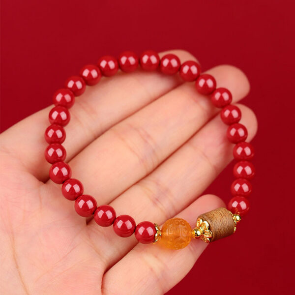 硃砂回紋蜜蠟沈香木手鍊