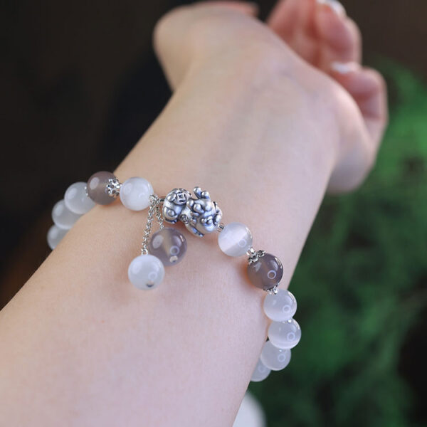五路財神純銀貔貅水晶手鍊