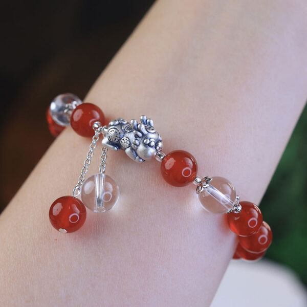 五路財神純銀貔貅水晶手鍊