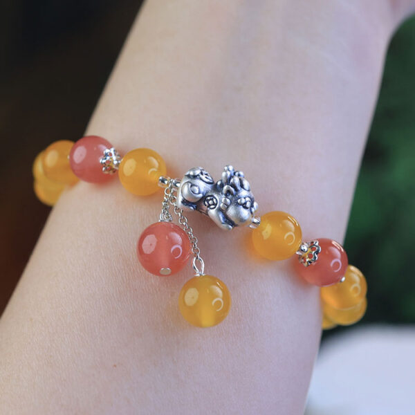 五路財神純銀貔貅水晶手鍊