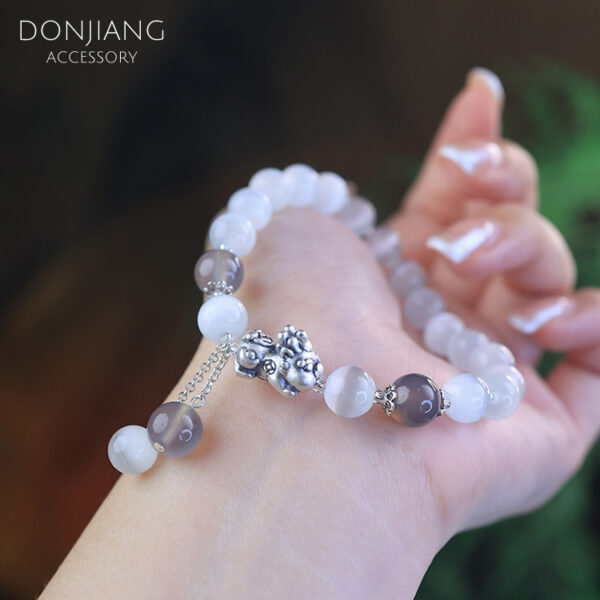 五路財神純銀貔貅水晶手鍊