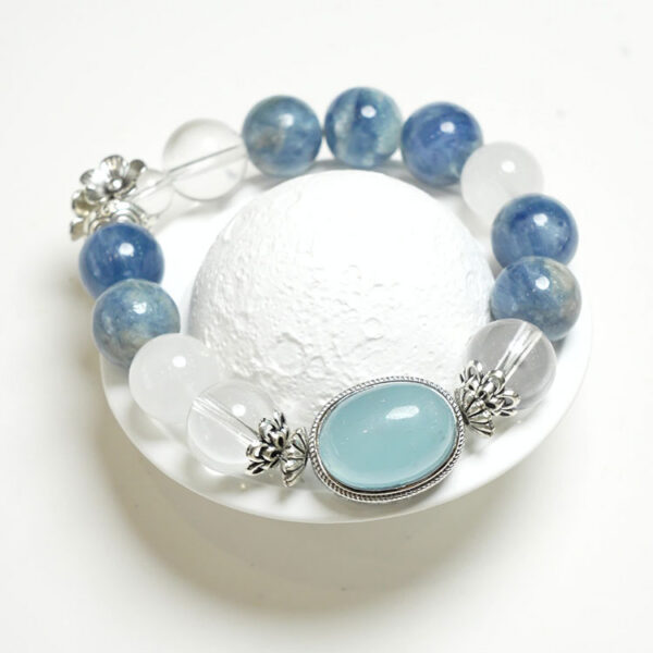 能量水晶手鍊 – 白水晶、白幽靈、藍晶石、海藍寶｜紓壓．好眠．放鬆