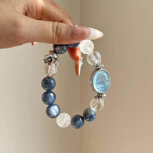 能量水晶手鍊 – 白水晶、白幽靈、藍晶石、海藍寶｜紓壓．好眠．放鬆