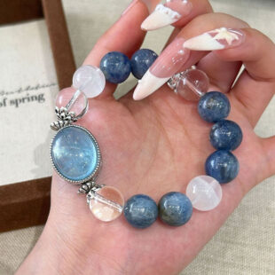 Alternative view of 能量水晶手鍊 – 白水晶、白幽靈、藍晶石、海藍寶｜紓壓．好眠．放鬆