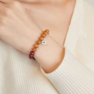 Alternative view of 紫金砂桃木S925銀牌手鍊｜護佑安定 × 溫潤百搭