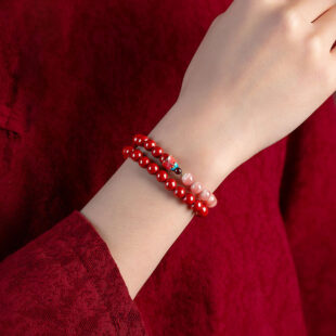 雙圈紅紋玉硃砂手鍊