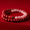 雙圈紅紋玉硃砂手鍊