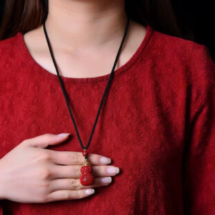 Alternative view of 硃砂福祿納福葫蘆｜可開蓋入砂 × 福祿雙全